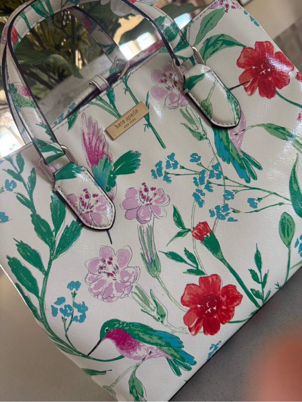 Kate Spade vintage Laurel Way Evangelie  hummingbird floral bag EUC - Picture 7 of 17